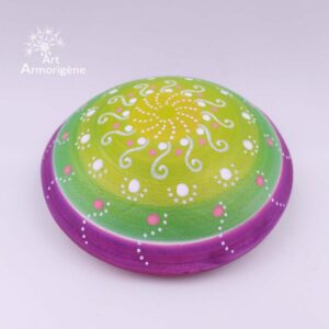 galet ceramique magique cosmique rose vert anis dotpainting mandala