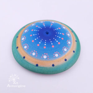 galet ceramique magique bleu turquoise or egypte dot painting mandala cosmique