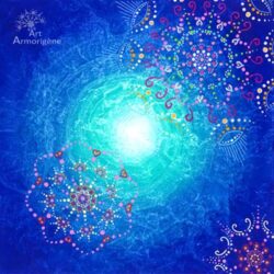 fleurs cosmiques mandala bleu turquoise univers objets magiques