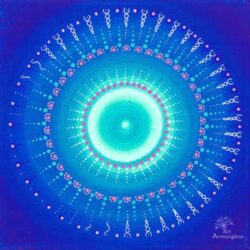 fleurs cosmiques mandala bleu oeil univers