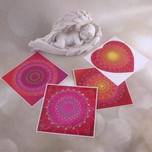 carte postale rose coeur mandala ange