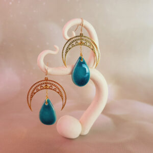 boucles d'oreilles dorée turquoise