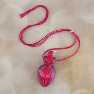 pendentif ceramique deesse violet rose fushia collier